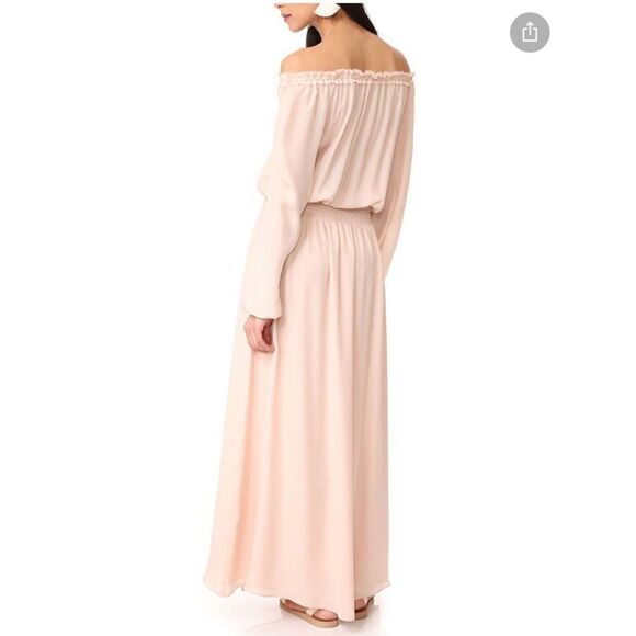 NWT LoveShackFancy Smocked Washed Silk Maxi Dress In Powder Pink- Size XS - Picture 8 of 15